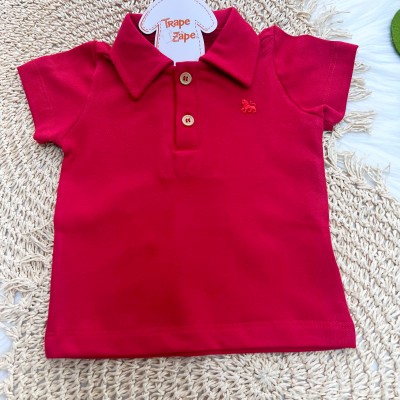 Conj Camisa Polo e Short Xadrez Vermelho